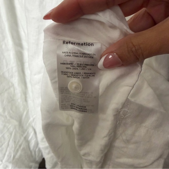 Reformation Prim White Linen Midi Dress Button Front Size 10 - Picture 6 of 6